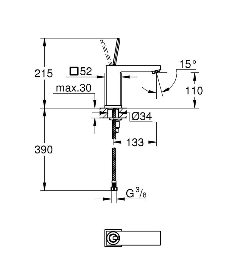 Grohe Eurocube Joy 23658000 смеситель для раковины 28 мм