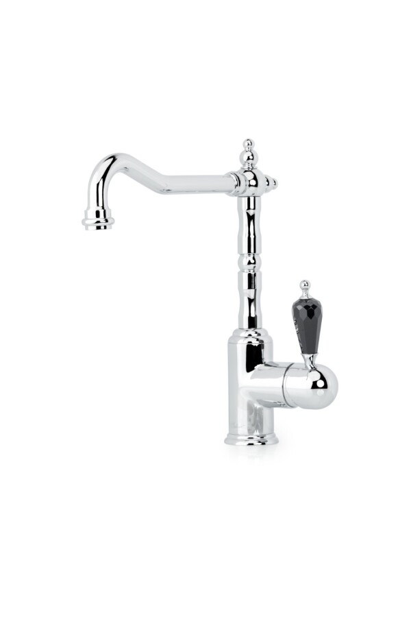 Смеситель для кухни Boheme Kitchen Tradizionale Chromo с черным кристаллом SW 103-BSW