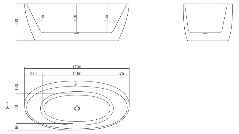 BelBagno BB404-1700-800 170*80 ванна акриловая овальная