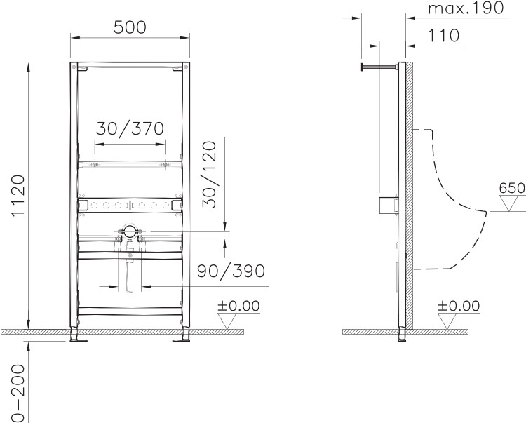 VitrA 780-3800 инсталляция для писсуара