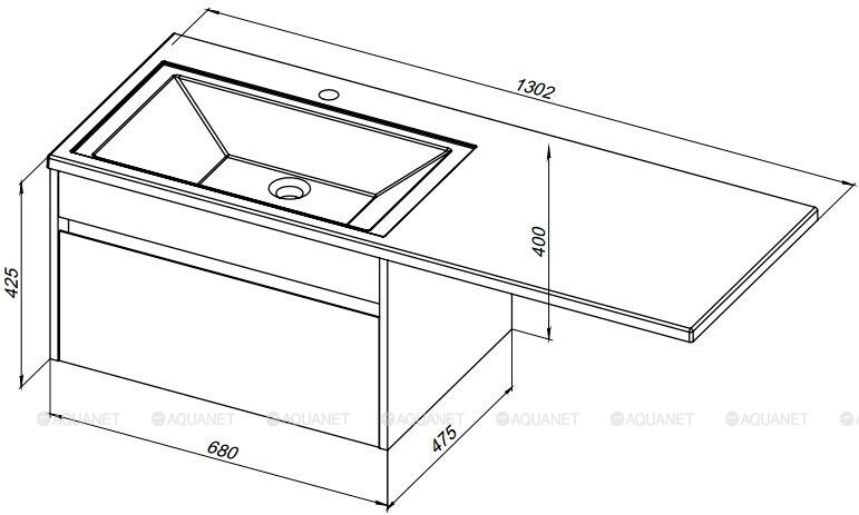 Aquanet Токио 130 R тумба с раковиной подвесная белый 00239218