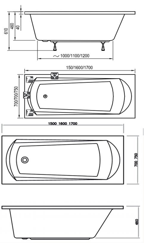 Ravak Domino Plus 170*75 ванна акриловая прямоугольная C631R00000