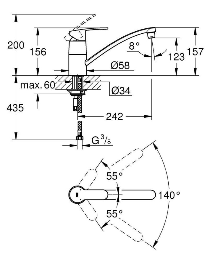 Grohe Eurostyle Cosmopolitan 33977002 смеситель для кухни хром