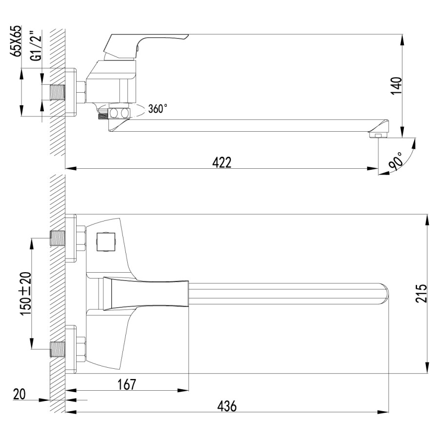 Lemark LM4517C Unit смеситель для ванны хром