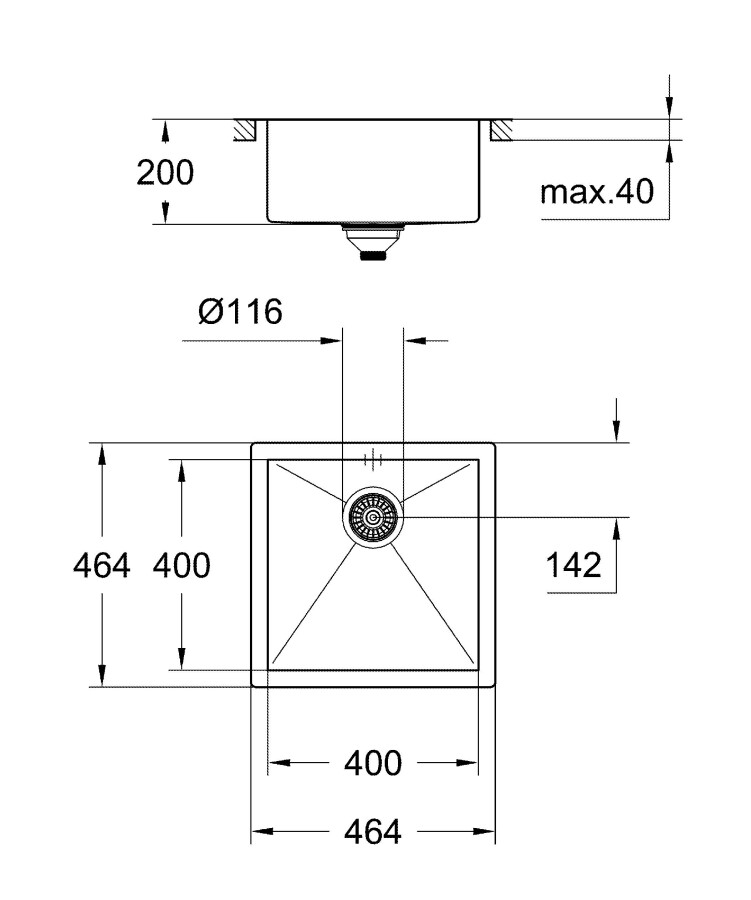 Grohe K700 Cube 46 31578SD0 мойка кухонная