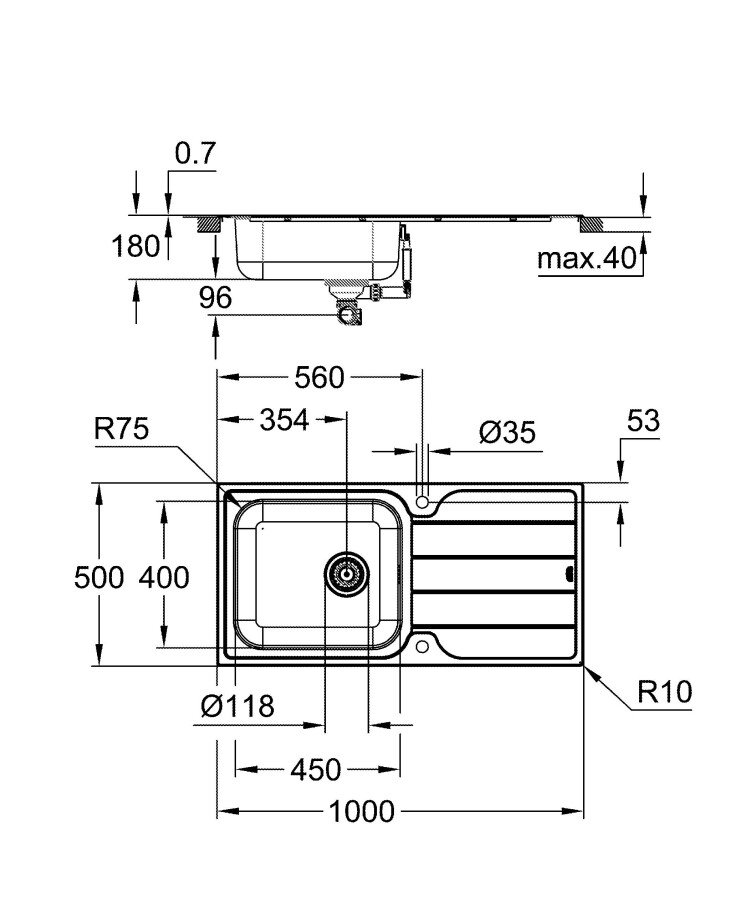 Grohe K500 100*50 31563SD1 мойка кухонная