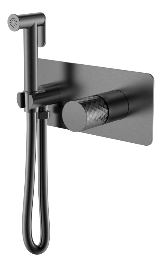 Гигиенический душ со смесителем Boheme Stick ручка Diamond Gun Metal 127-GM