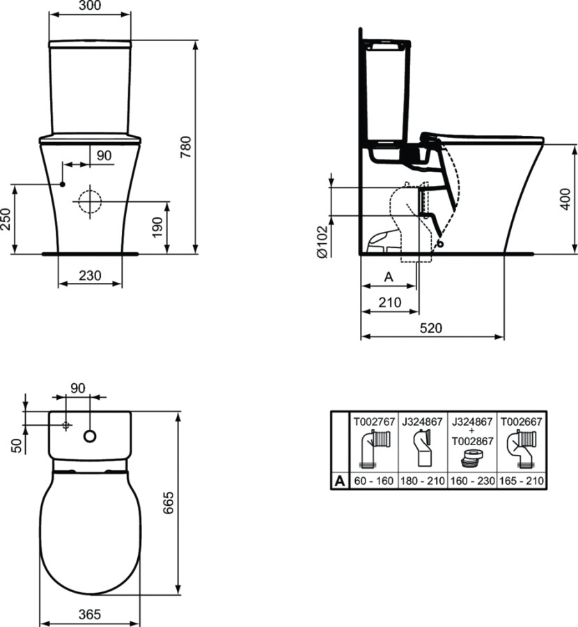 Ideal Standard Connect Air Aquablade E013701+E073901 унитаз напольный