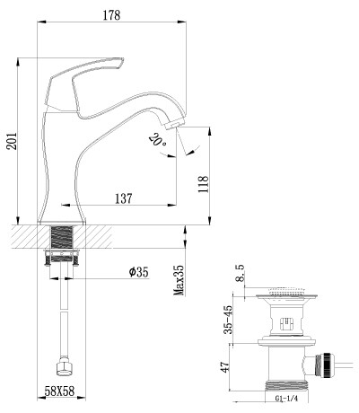 Lemark Nubira LM6206ORB смеситель для раковины 35 мм