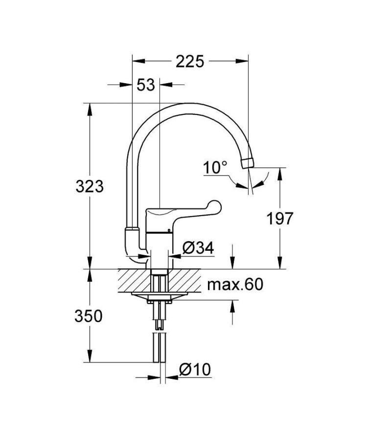 Grohe Euroeco 33912000 смеситель для кухни хром