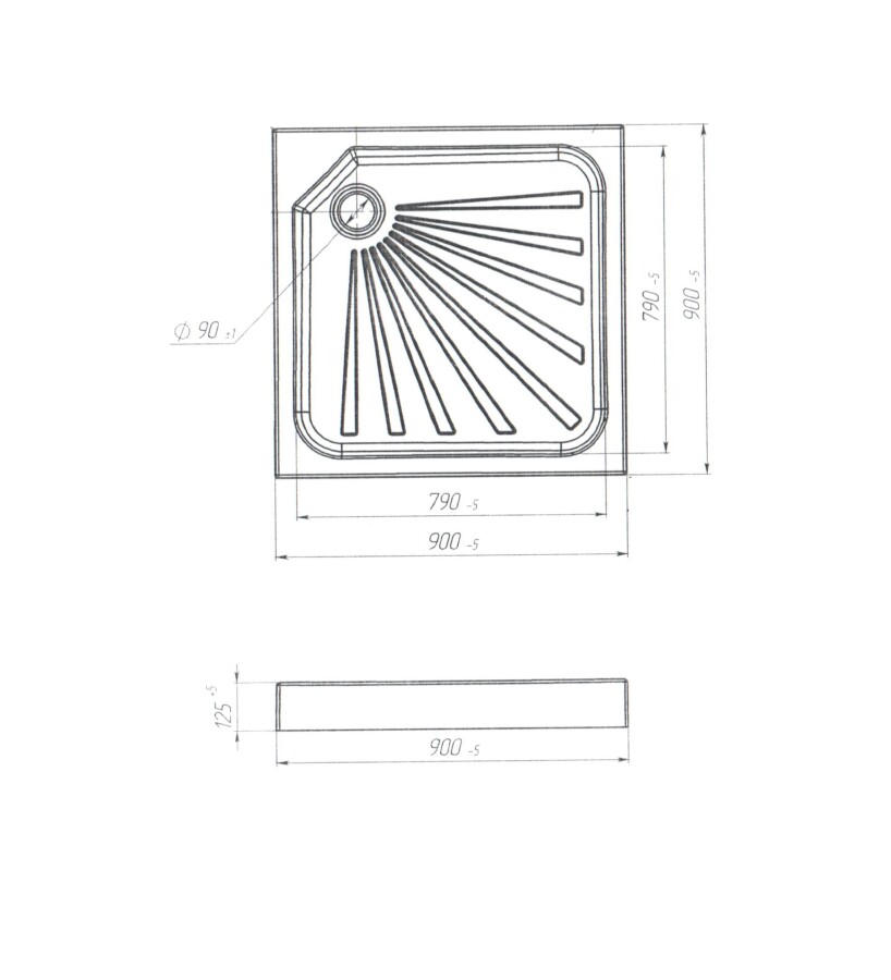 1 Marka Quadro квадратный 90*90 душевой поддон акриловый