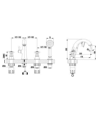 Lemark LM2841B Винтаж смеситель на борт ванны бронза