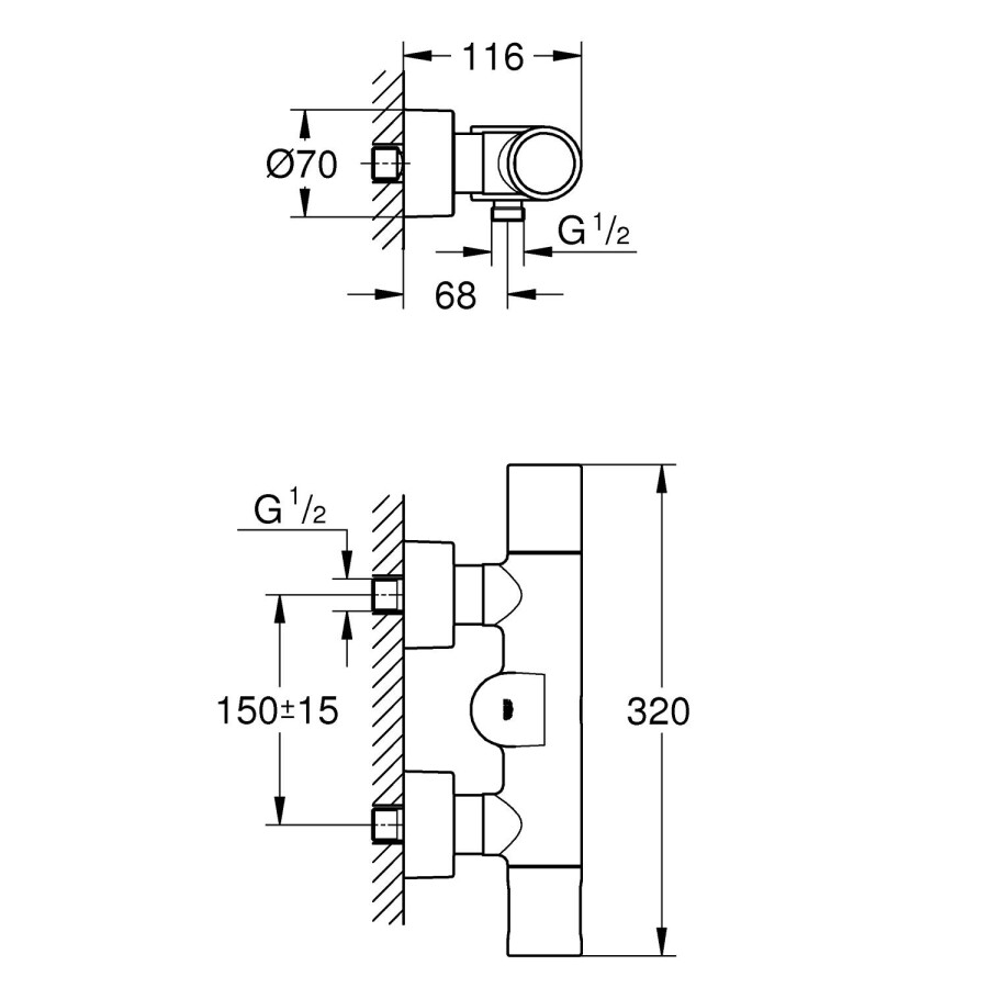 Grohe Eurosmart Cosmopolitan E 36457000 смеситель для душа хром