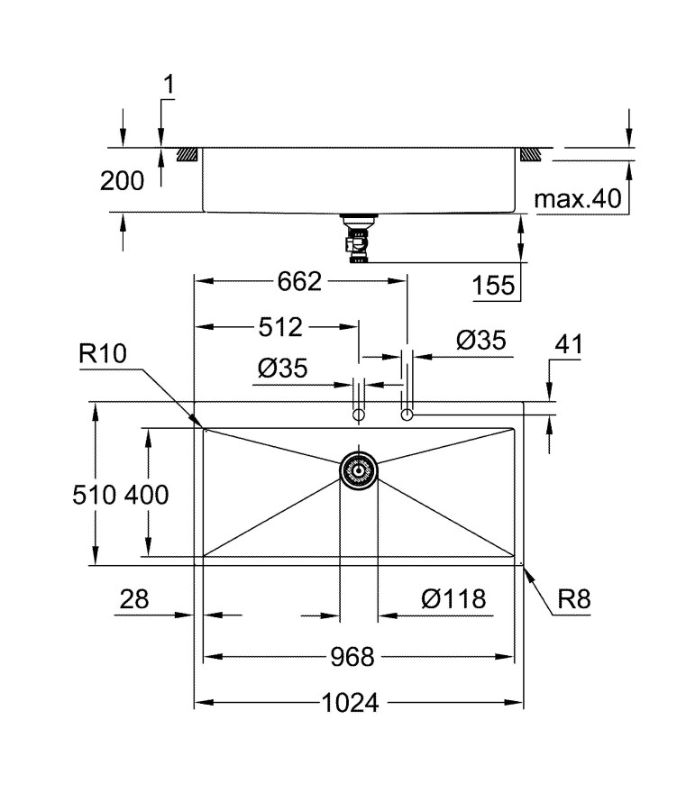 Grohe K800 102*51 31586SD1 мойка кухонная