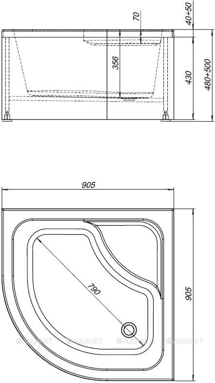 Aquanet Optimal 90*90*47,5 душевой поддон акриловый