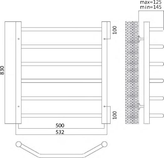 Terminus Виктория полотенцесушитель электрический П6 50*83 L