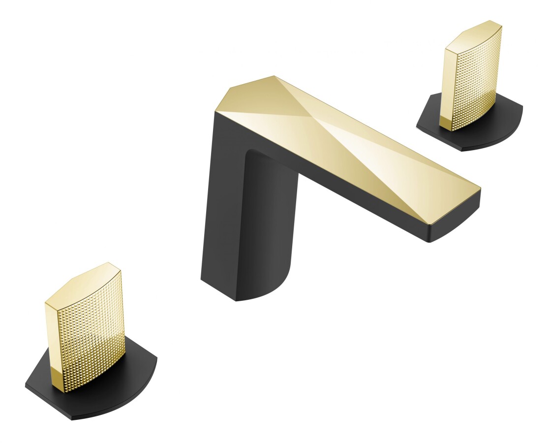 Смеситель врезной для раковины на 3отв. Boheme Venturo Черный / Золото 150-BG-TOUCH