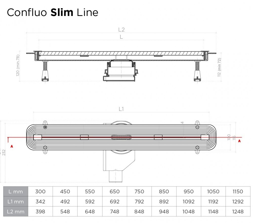 Pestan Confluo Slim Line 950 13100036 Душевой лоток 950 мм