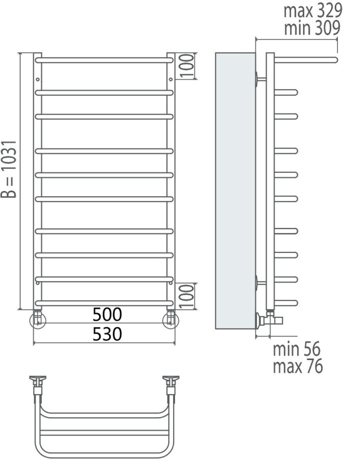 Terminus Арктур П10 полотенцесушитель водяной 500*1031