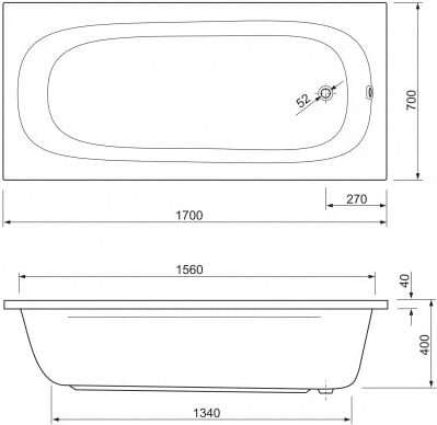 Cezares Piave 170*70 ванна акриловая прямоугольная