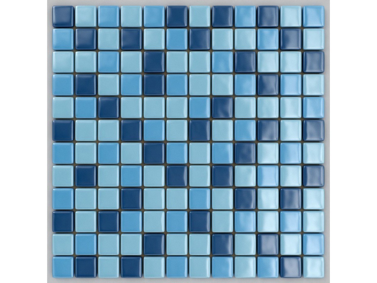 MVA Print mosaic мозаика стеклянная, небесно-голубой синий, микс 32x32 см поверхность глянцевая