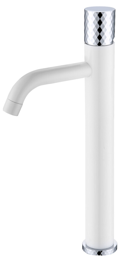 Смеситель для раковины высокий Boheme Stick Белый ручка Хром Diamond 122-WCR