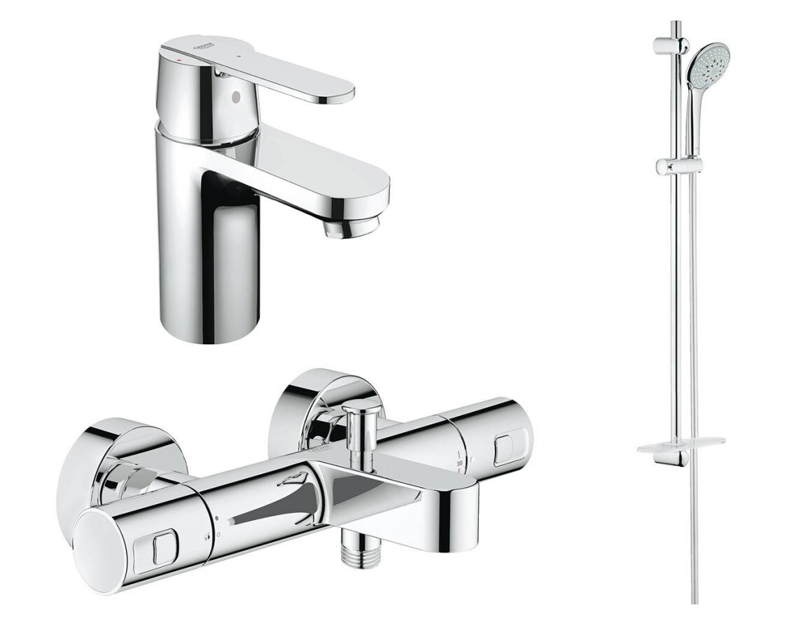 Grohe NBT0001 набор для ванной комнаты термостат для ванны Precision Joy и смеситель для раковины Get