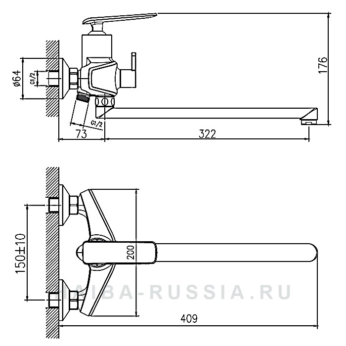 Смеситель для ванны HB22548-8 белый хром