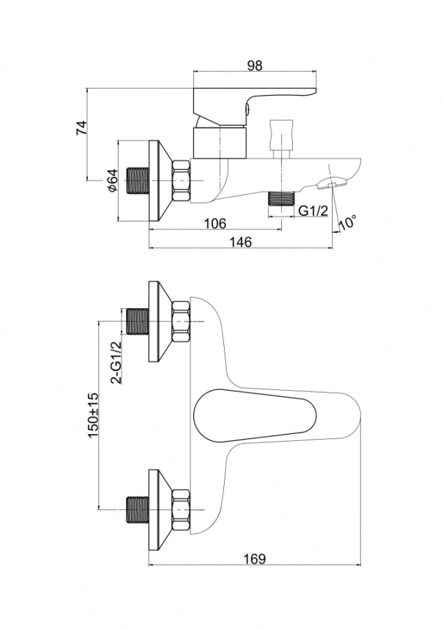 Cersanit Cersania A63031 смеситель для ванны хром