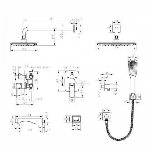 Lemark Ursus LM7222BL душевая система скрытого монтажа