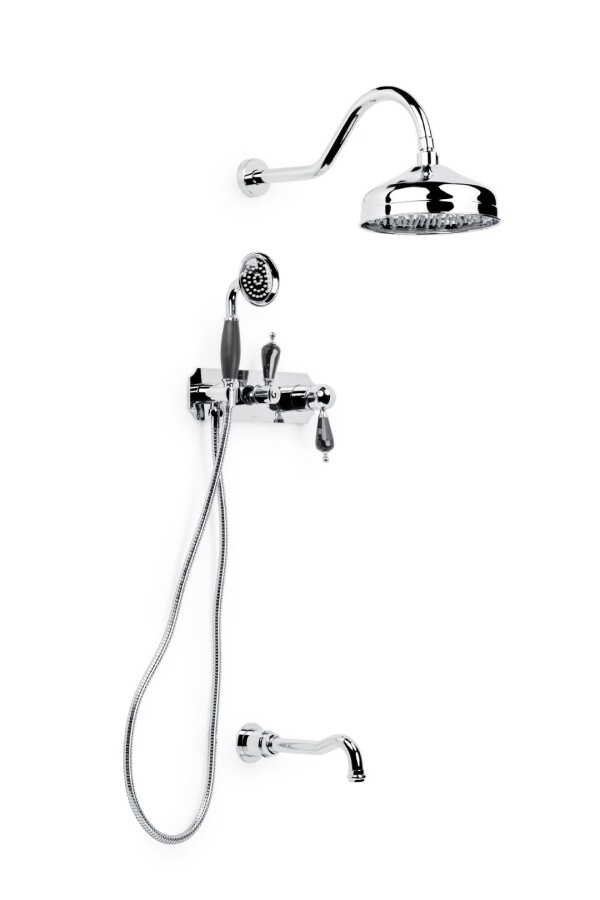 Душевая система с изливом Boheme Tradizionale Cromo Хром Черный Swarovski 268-BSW