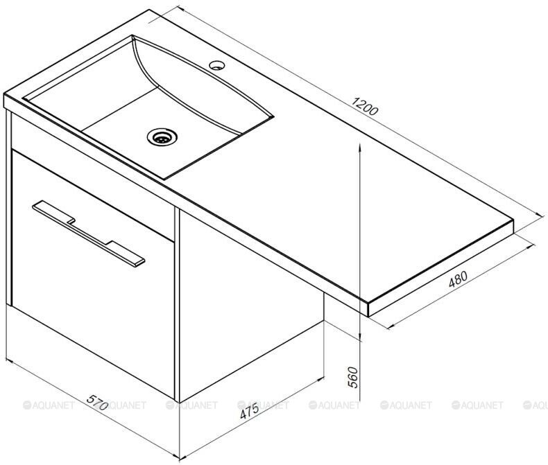 Aquanet Августа 120 L тумба с раковиной подвесная белый 00239781