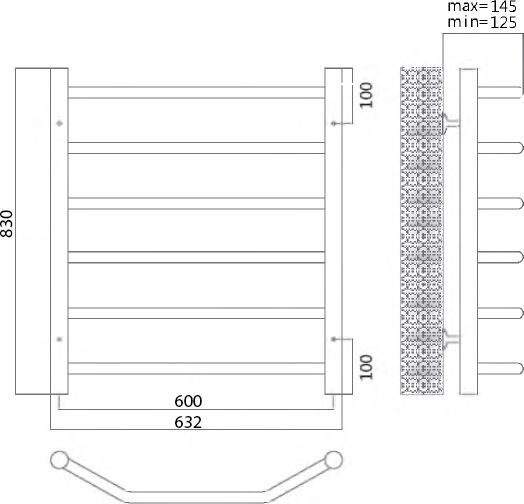 Terminus Виктория полотенцесушитель электрический П6 60*83 L