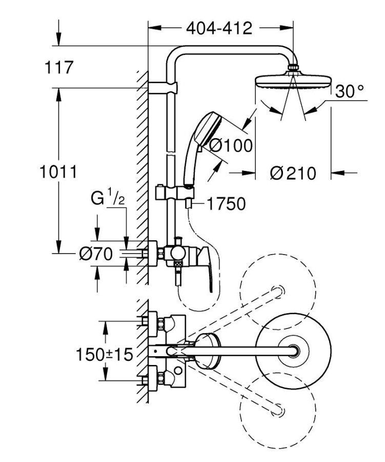 Grohe Tempesta Cosmopolitan 210 26224001 душевая система