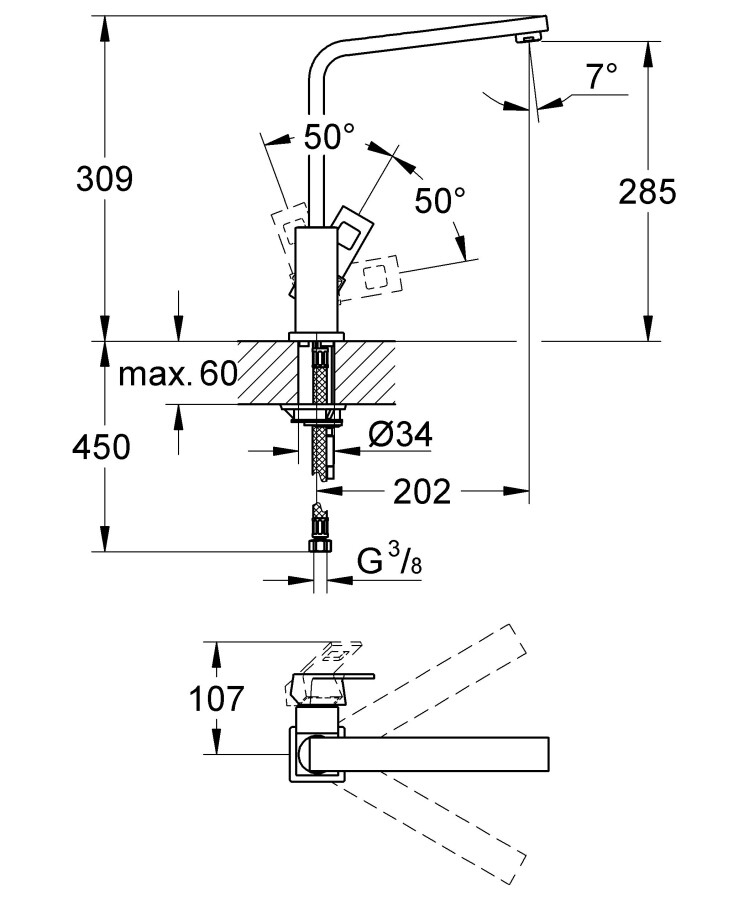 Grohe Eurocube 31255DC0 смеситель для кухни суперсталь