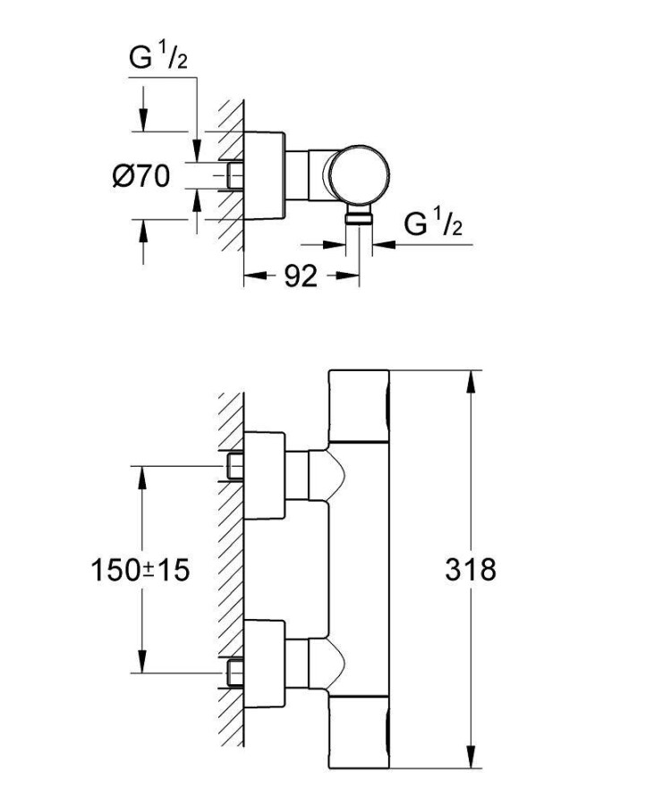 Grohe Grohtherm 3000 Cosmopolitan 34274000 смеситель для душа хром