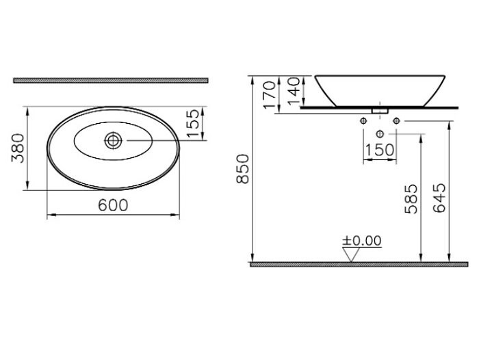 Vitra Geo 4423B003-0016 раковина накладная 60 см