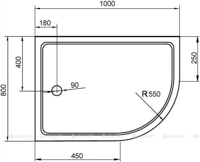 Cezares TRAY-A-RH-100/80-550-15-W-L душевой поддон акриловый 100*80*15