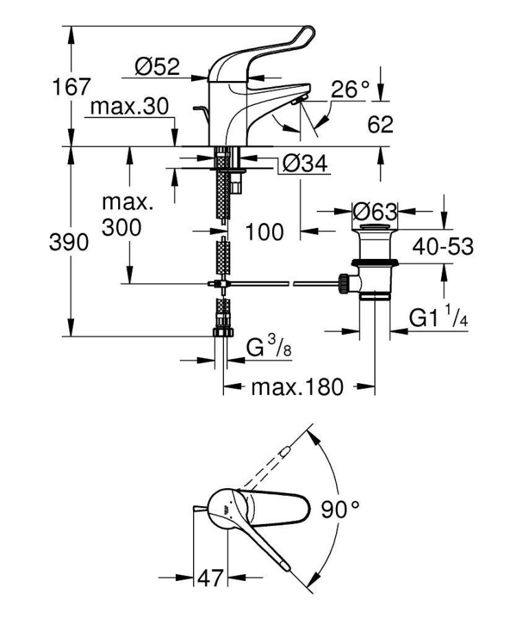 Grohe Euroeco Special 32788000 смеситель для раковины 46 мм