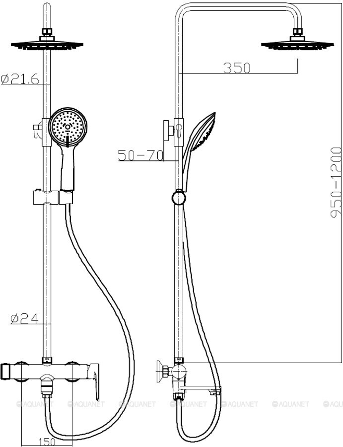 Aquanet Logic AF320-72-R-C душевая система