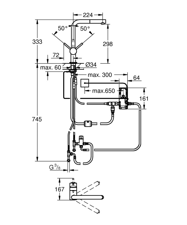 Grohe Flair Touch 30275001 смеситель для кухни сенсорный хром