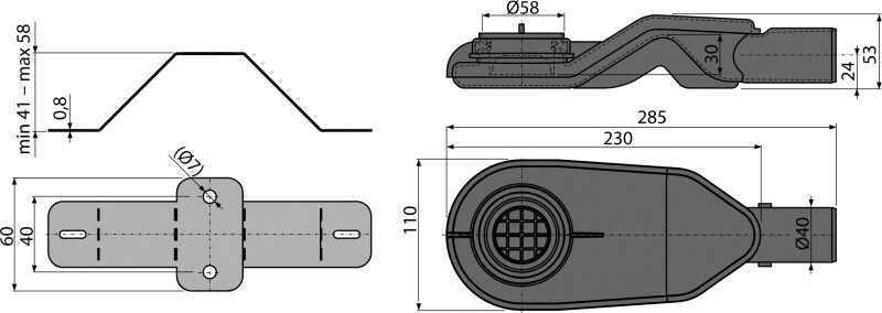 APZ-S6 Экстра низкий сифон 53мм в комплекте с регулируемыми ногами