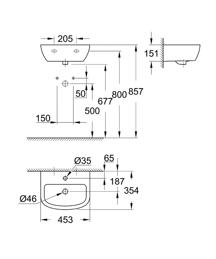 Grohe Bau Ceramic 39424000 мини-раковина 45 см