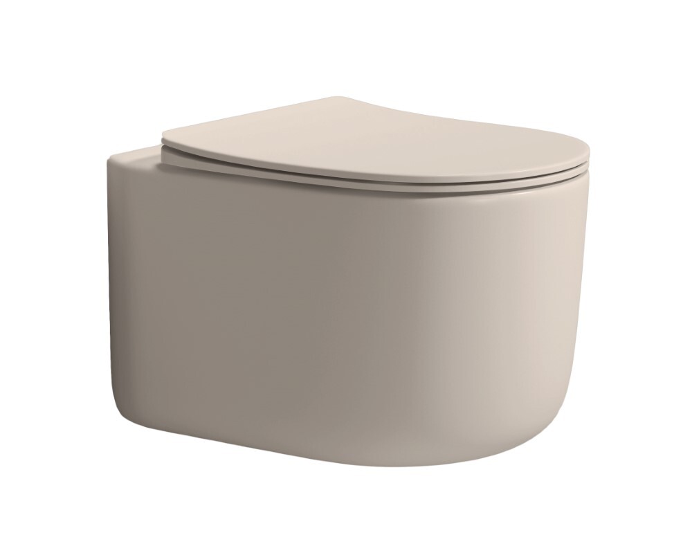 Унитаз подвесной Boheme Flow Latte Soft c крышкой, Торнадо 969-SET-D