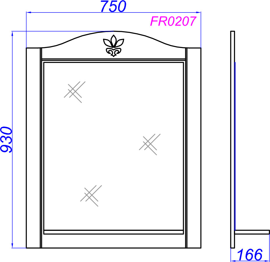 Зеркальное полотно Aqwella Franchesca 75*93 FR0207