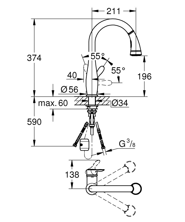 Grohe Parkfield 30215001 смеситель для кухни хром