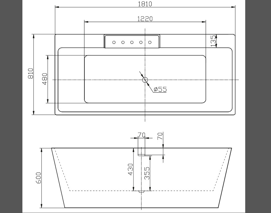 BelBagno BB19-NERO/BIA 181*80 ванна акриловая прямоугольная