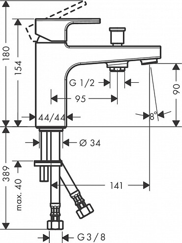 Hansgrohe Vernis Shape 71463000 смеситель на борт ванны хром