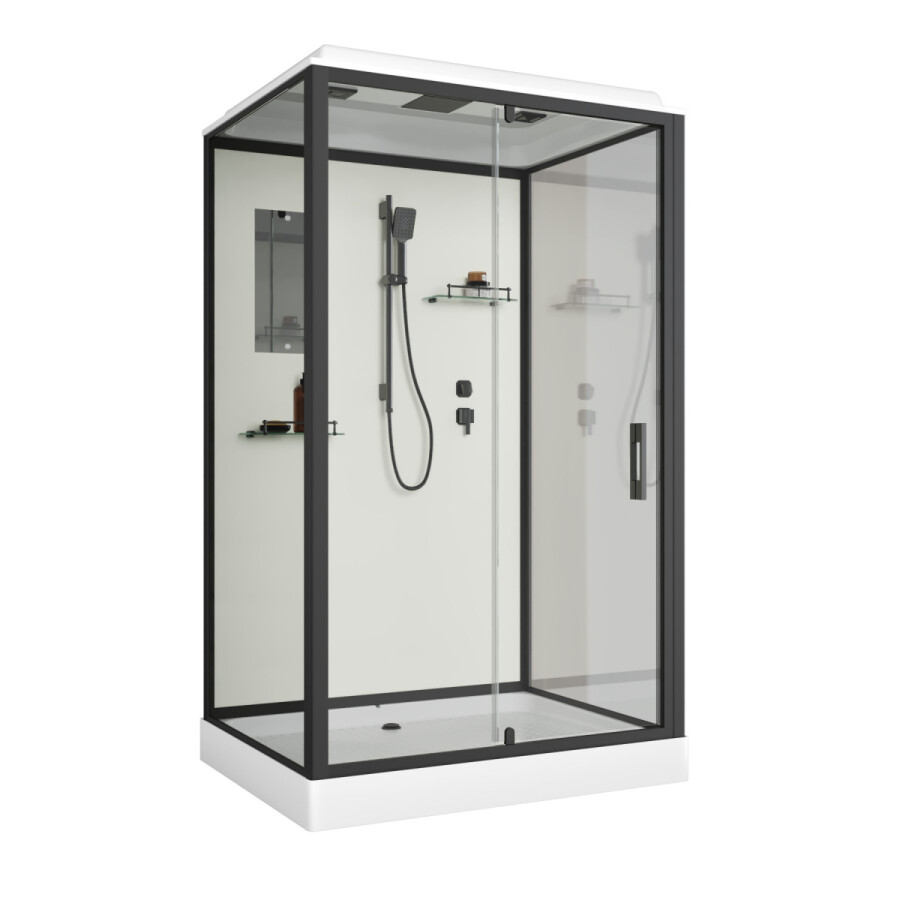 Душевая кабина Niagara Standart ST100/80/15Q/BL (100х80х215) поддон 15см,распашная,черный,3 места
