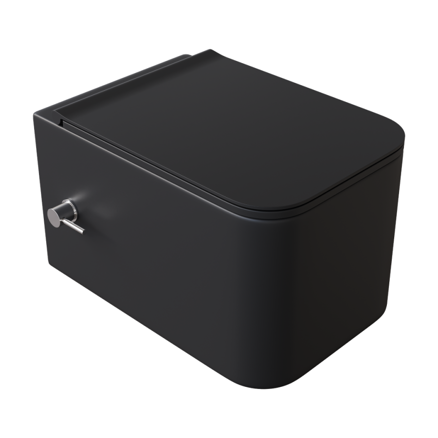 Унитаз подвесной с функцией биде Boheme Mane Черный матовый c крышкой 970-SET-2-B